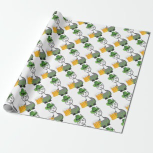 Papier Cadeau alpaga Jour de la Saint Patrick heureux