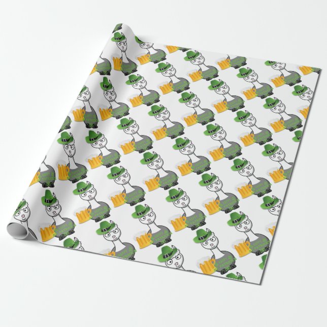 Papier Cadeau alpaga Jour de la Saint Patrick heureux (Déroulé)