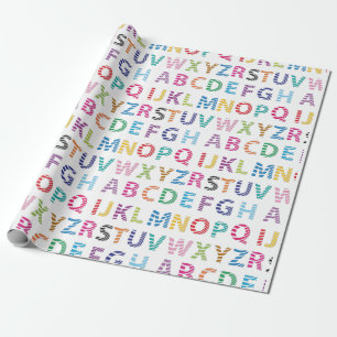 Papier Cadeau Alphabet arc-en-ciel