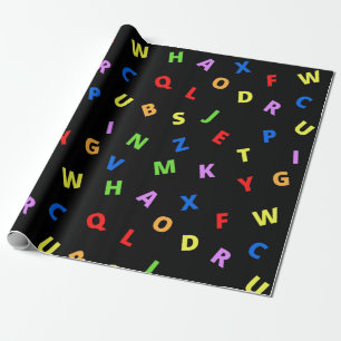 Papier Cadeau Alphabet coloré sur arrière - plan noir