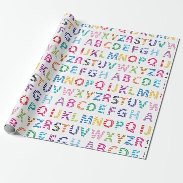 Papier Cadeau Alphabet Cute Arc-en-Ciel (Déroulé)