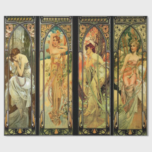 Papier Cadeau Alphonse Mucha, Dames superbes, Art déco