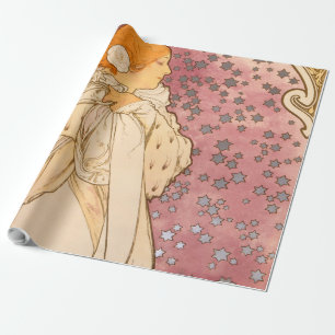 Papier Cadeau Alphonse Mucha La Dame Aux Camelias : Art Nouveau