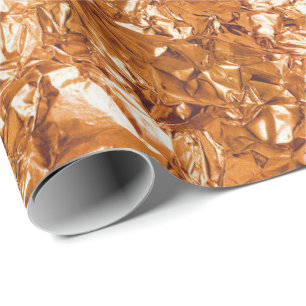 Papier Cadeau Aluminium Foil Coral Orange Or Métallique Rincé