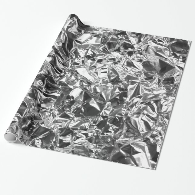 Papier Cadeau Aluminium Foil Design couleur argent (Déroulé)