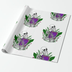 Papier Cadeau amant livre squelette Halloween déplaisant crâne