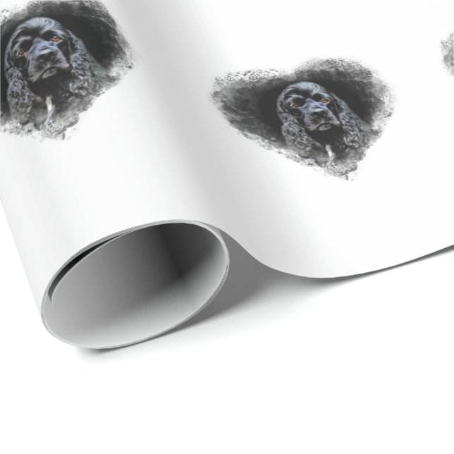 Papier Cadeau Amant noir de cocker (Coin rond)