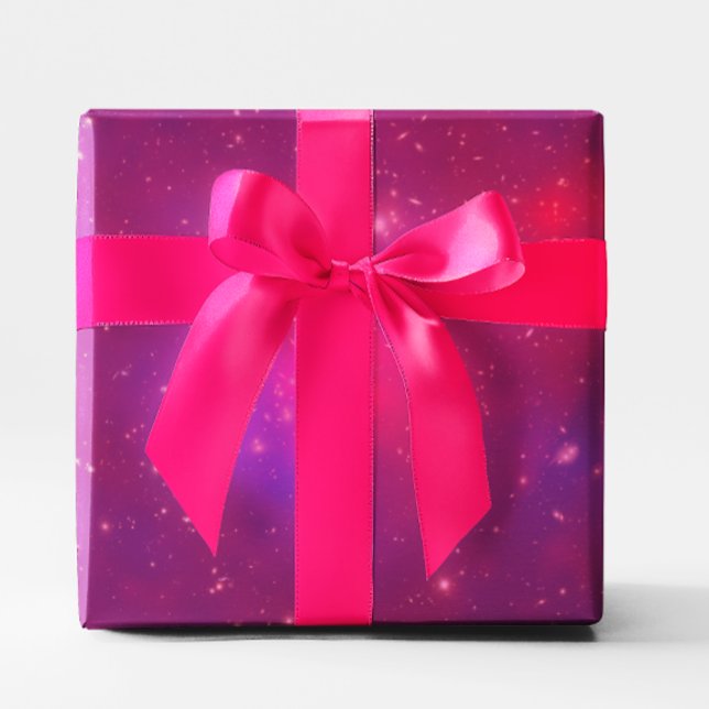 Papier Cadeau Amas de galaxies à superposition rose (Pink Overlay Galaxy Cluster Wrapping Paper)