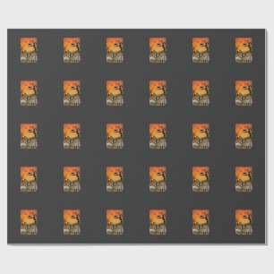 Papier Cadeau Amateur de chat Halloween Crépuscule d'automne Gra