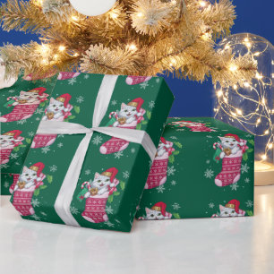 Papier Cadeau Amateur de chats Noël Drôle de propriétaire de cha