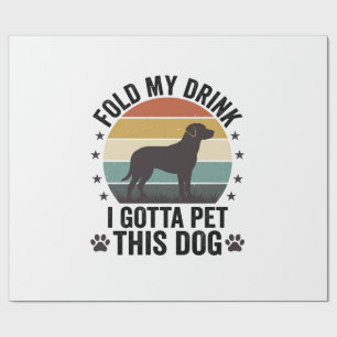 Papier Cadeau Amateur de chien drôle vintage pliez ma boisson an