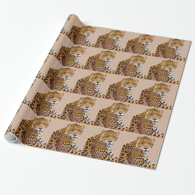 Papier Cadeau Amateur de gros chat Jaguar tacheté #Cadeau (Déroulé)