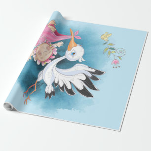 Papier Cadeau Amateurs de cigogne   Stork Flies mignonne bébé fi