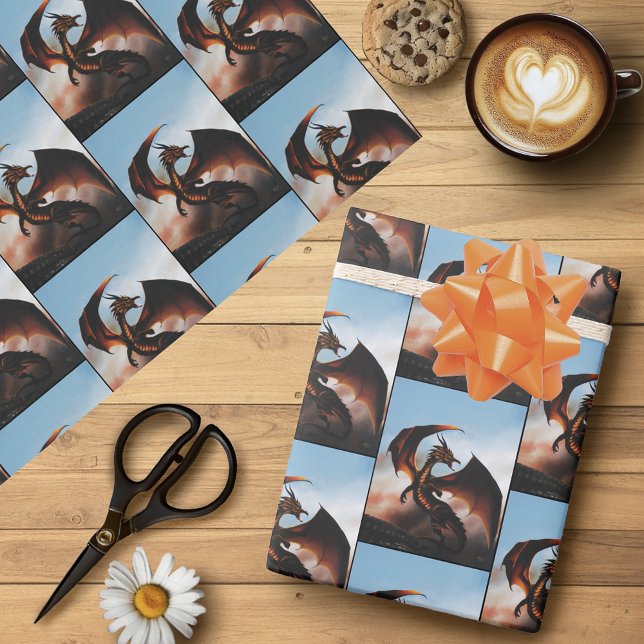Papier Cadeau Amber Dragon Imaginaire (Créateur téléchargé)