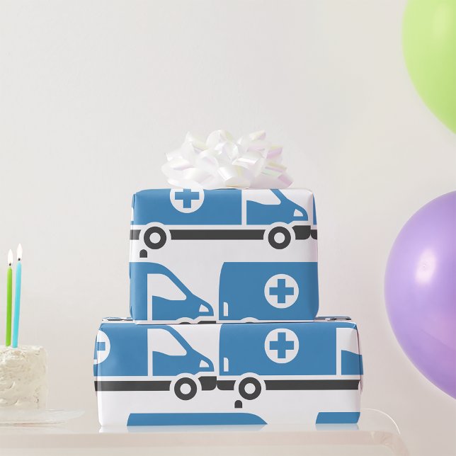 Papier Cadeau Ambulance bleu gris (Créateur téléchargé)