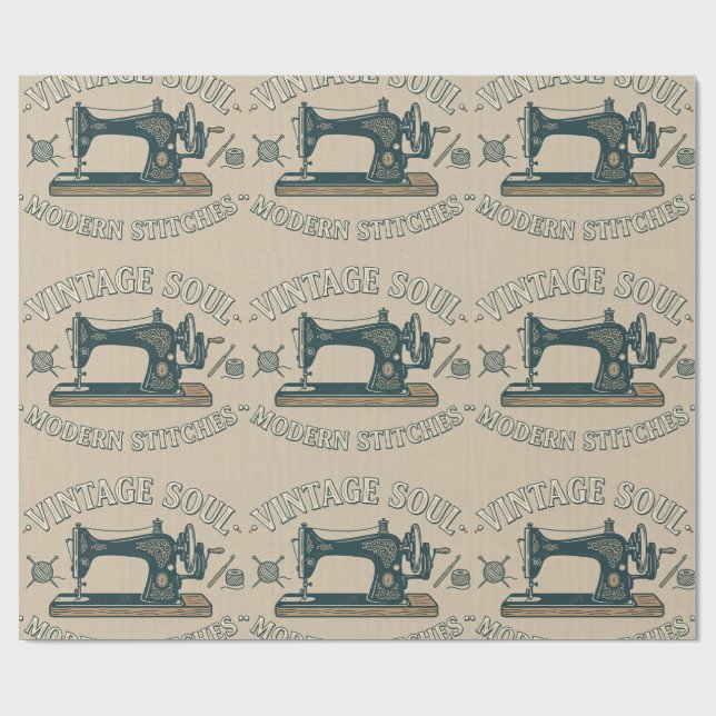 Papier Cadeau Âme Vintage Couture Moderne  (Plat)