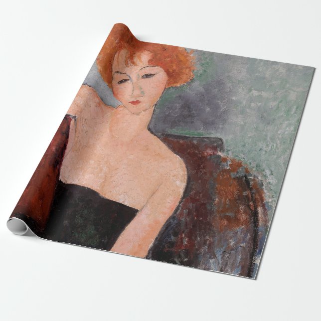 Papier Cadeau Amedeo Modigliani - Robe de soirée pour filles rou (Déroulé)