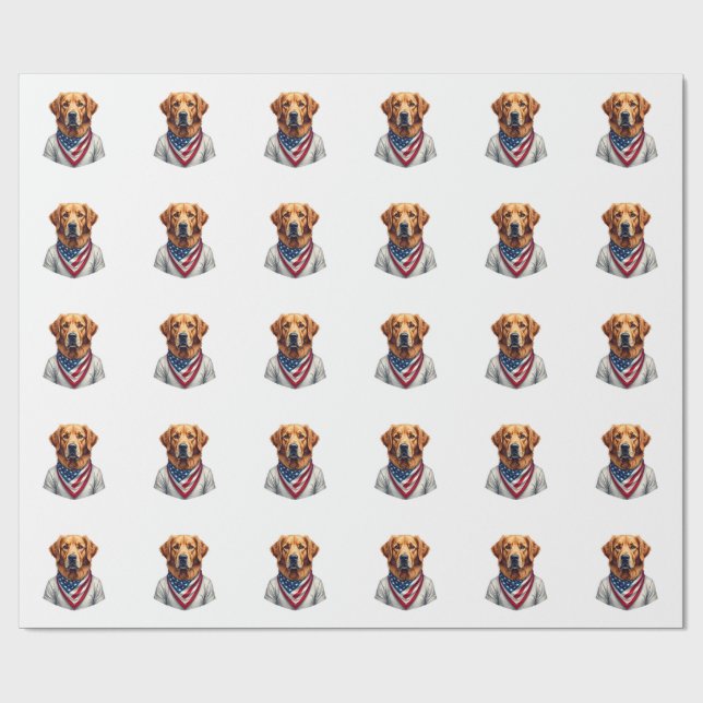 Papier Cadeau American Canine Golden Retriever Vintage Tee (Plat)