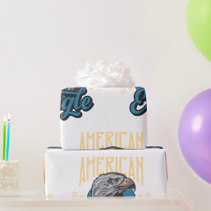 Papier Cadeau American Eagle Superior Qualité Vintage Patriotiqu