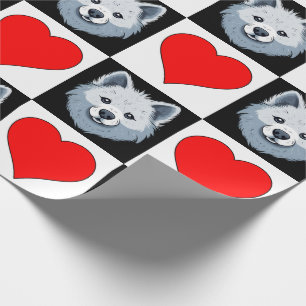 Papier Cadeau American Eskimo Chien Coeur Motif mignon Chiot Cad