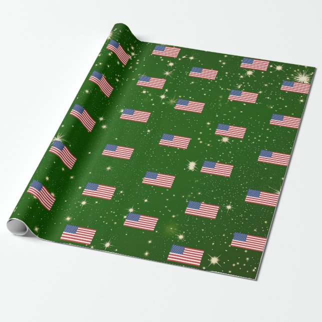 Papier Cadeau American Flag America USA Patriotique Christmas (Déroulé)
