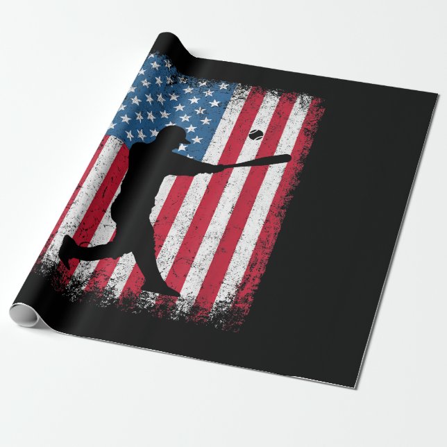 Papier Cadeau American Flag Baseball Team Cadeau pour Hommes Gar (Déroulé)