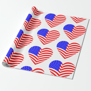 Papier Cadeau american flag heart usa patriotic