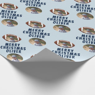 Papier Cadeau American Football Ball Joyeux Christmas Boy Photo