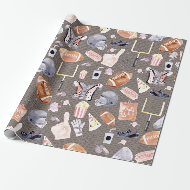 Papier Cadeau American Football Gris texture | MOTIF (Déroulé)