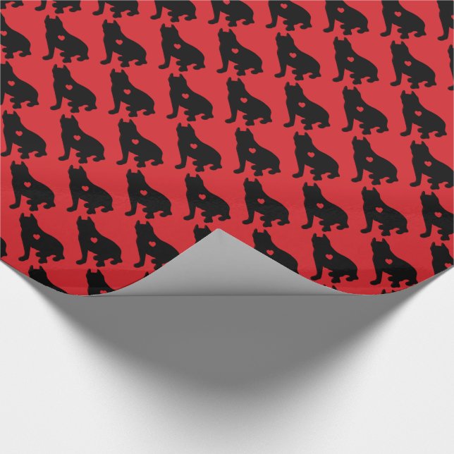 Papier Cadeau American Pit Bull Terrier Silhouette (Coin)