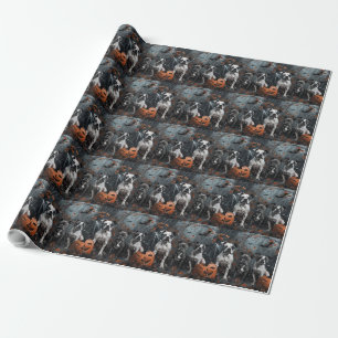 Papier Cadeau American Staffordshire Chien de nuit d'Halloween