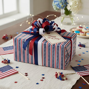 Papier Cadeau Americana étoiles et rayures