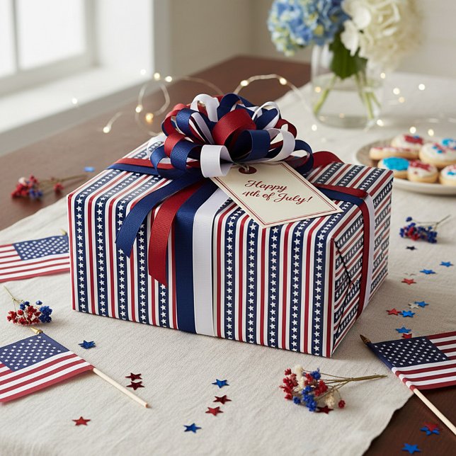 Papier Cadeau Americana étoiles et rayures (Créateur téléchargé)