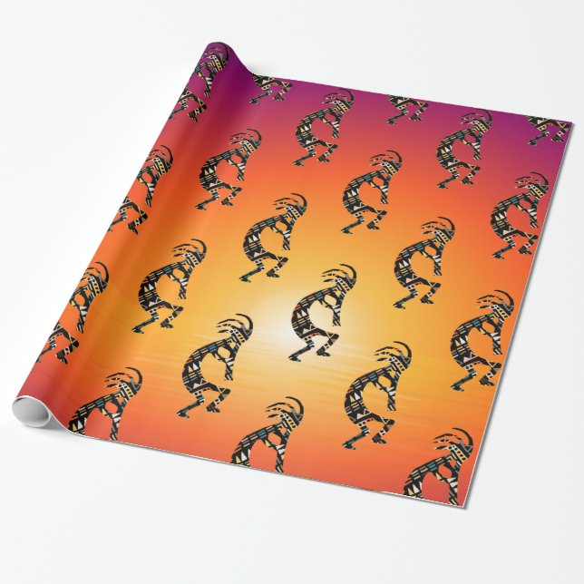 Papier cadeau amérindien Kokopelli (Déroulé)
