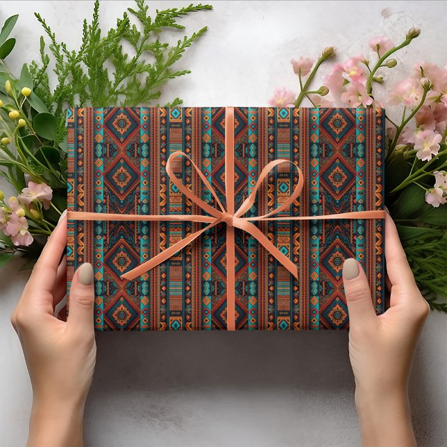 Papier Cadeau Amérindiens Motifs Boho Culture Arts Abstraits (Créateur téléchargé)
