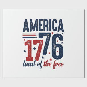 Papier Cadeau Amérique 1776 Terre de liberté Vintage Patriote Sh