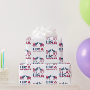 Papier Cadeau Amérique Démocratique Donkey Républicain Elephant