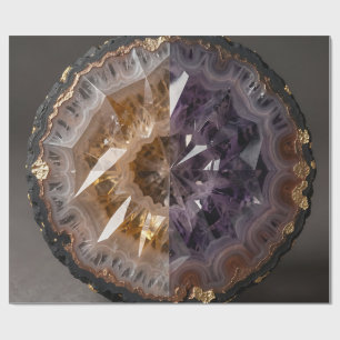 Papier Cadeau Améthyste Citrine Géode Partagée Cristal Luxe