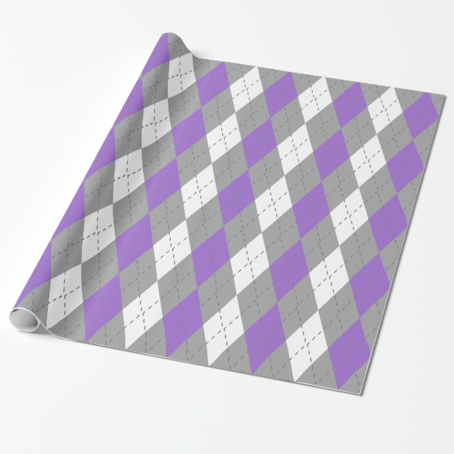 Papier Cadeau Améthyste Violet Charbon de Bois Gris Foncé Blanc  (Déroulé)