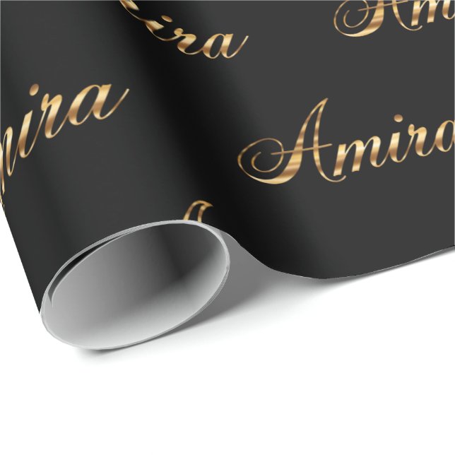 Papier Cadeau Amira gold Design Lettering (Coin rond)