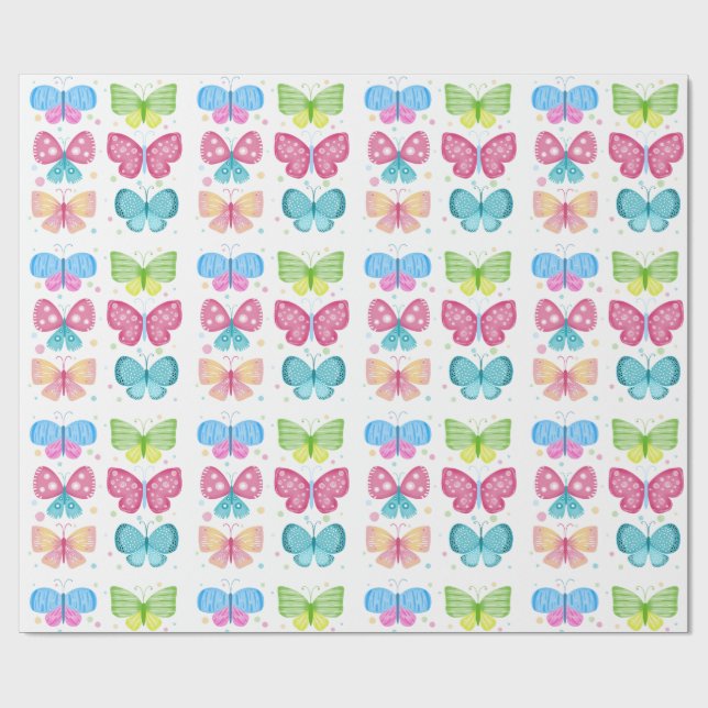 Papier Cadeau Amis colorés de Flutter (Plat)