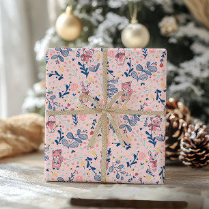 Papier Cadeau Amis de la forêt dans une forêt d'hiver douillette