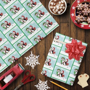 Papier Cadeau Amitié Chouette Neige Pingouin