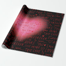Papier cadeau amour cœur rose