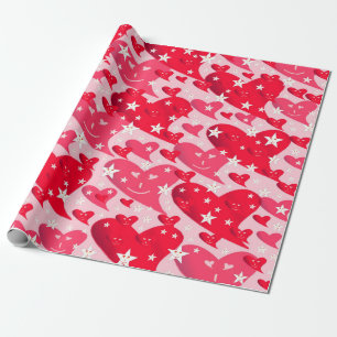 Papier Cadeau amour + coeurs, écriture + motif, couleur + décent