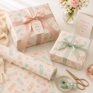 Papier Cadeau Amour de pansement doux Bon rétablissement 