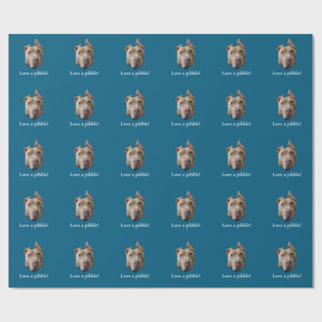 Papier Cadeau Amour de Pit Bull pour un Pibble (Plat)