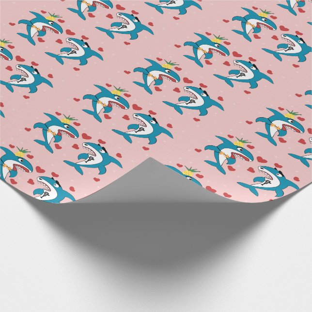 Papier Cadeau Amour de requins (Coin)