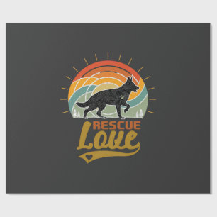 Papier Cadeau Amour de sauvetage Chien Arbres Rétro Coucher de s