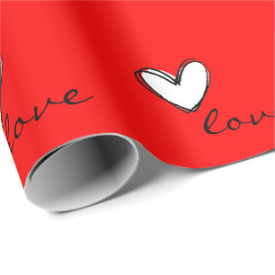 Papier Cadeau Amour et coeurs rouges